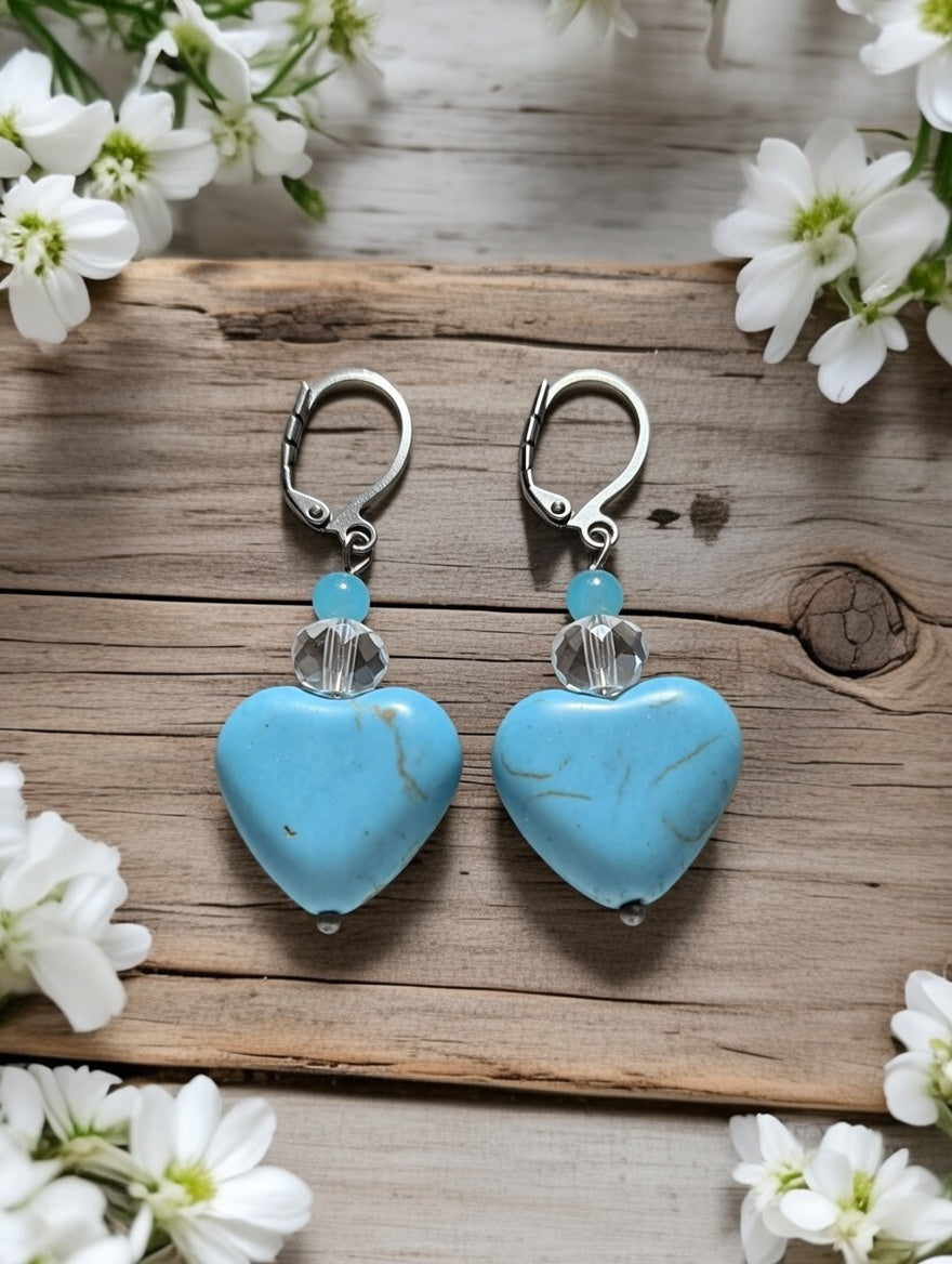 Handmade earrings with pressed howlite