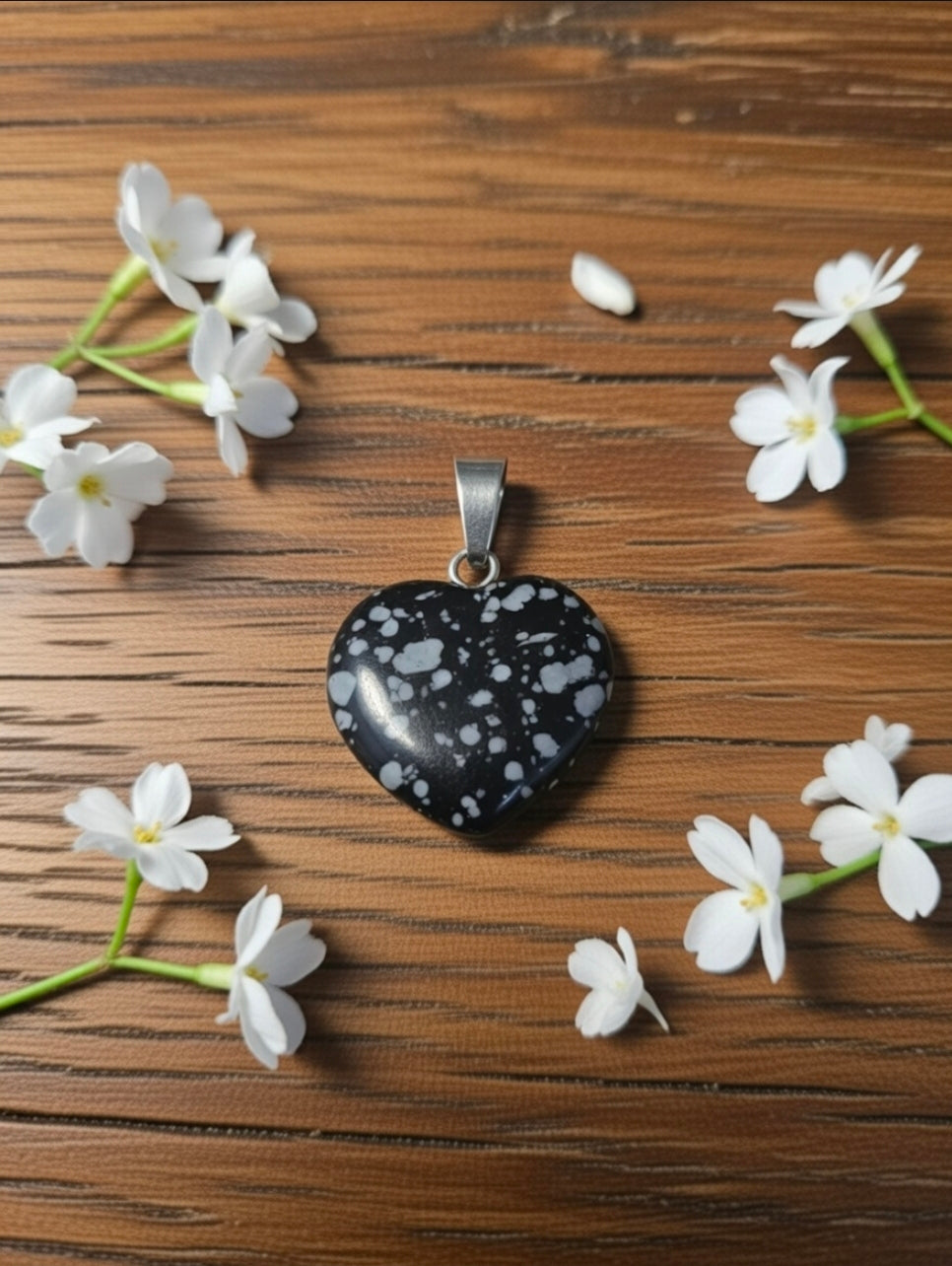 Snowflake obsidian pendant