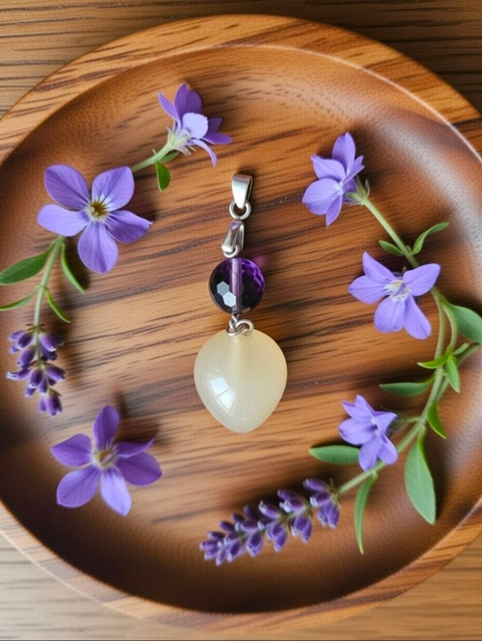 Amethyst & Azeztulite pendant