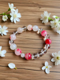 Bracelet of Raspberry quartz & Rock crystal