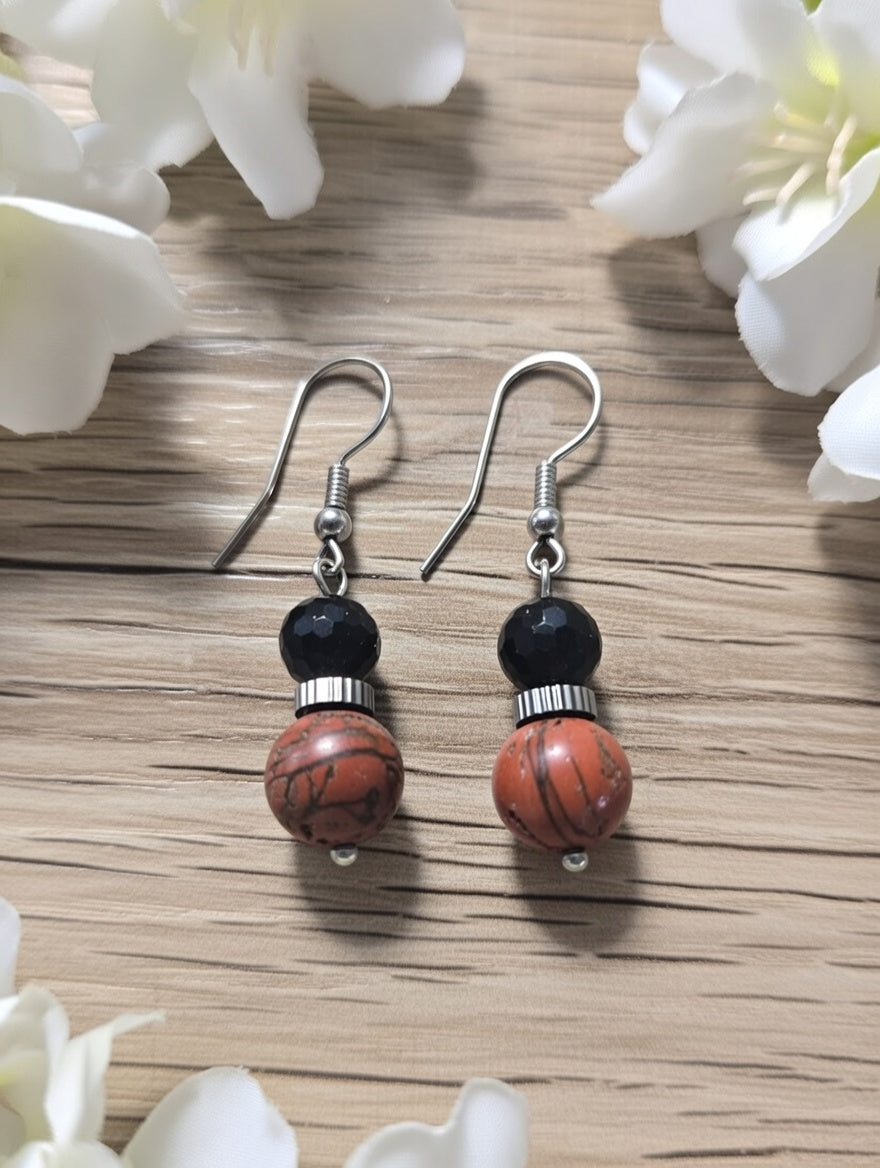 Earrings with Jasper & Spinel