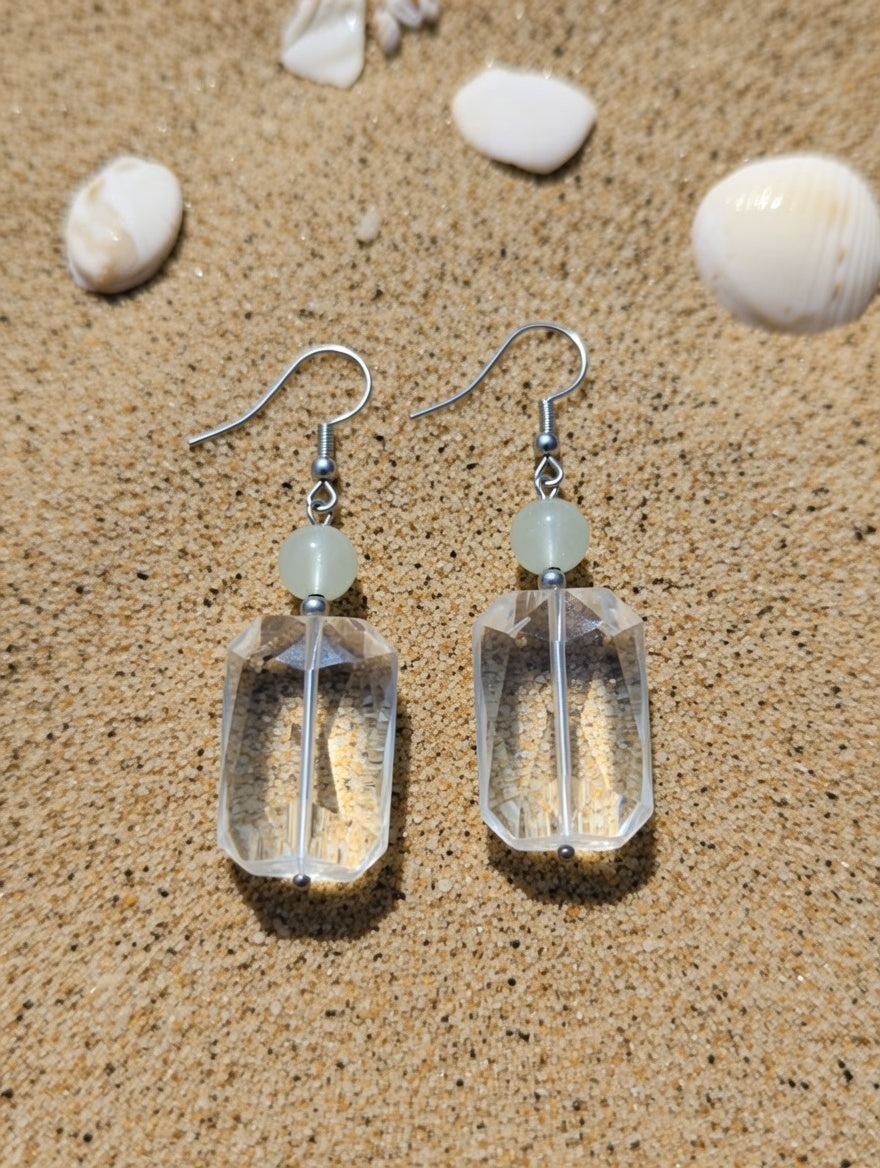 Earrings with Aquamarine and crystal