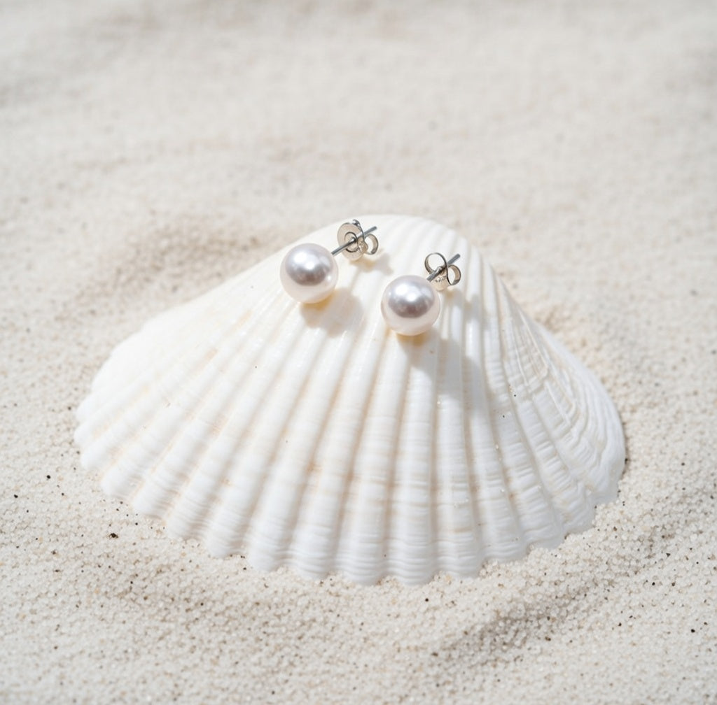 Pearl stud earrings