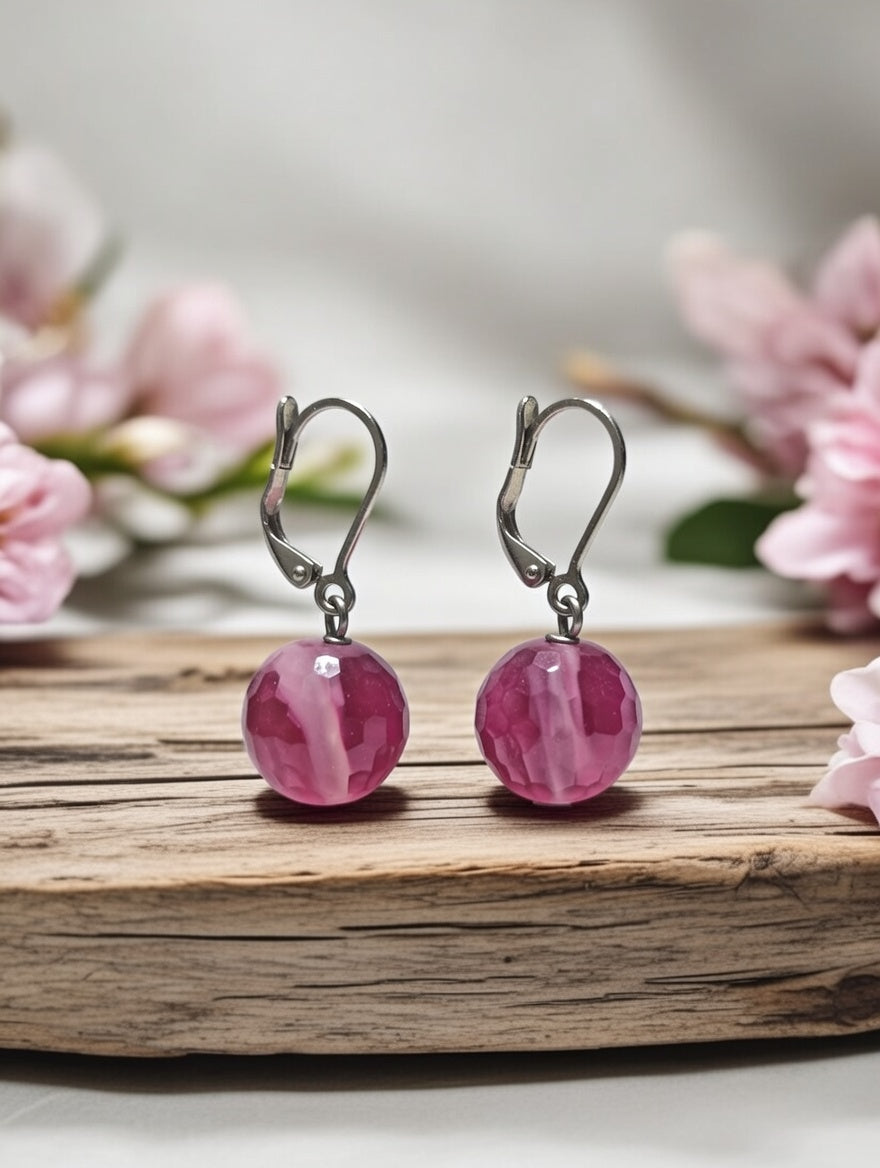 Earrings with Rasberry Agate