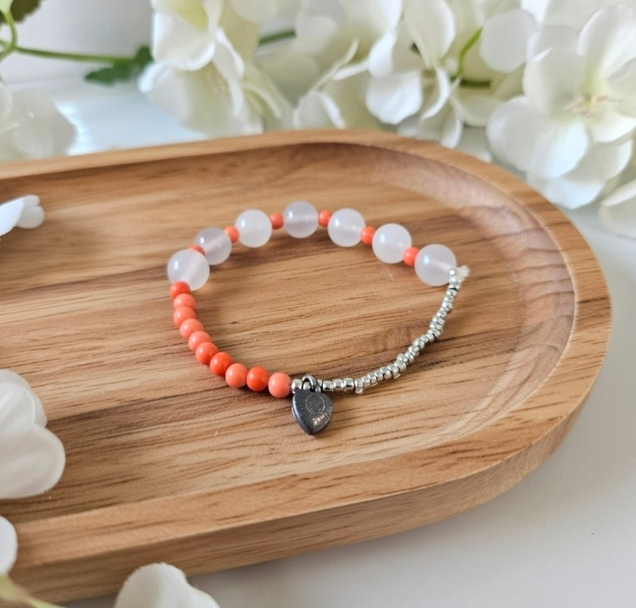 Bracelet of Coral & Rose Quartz