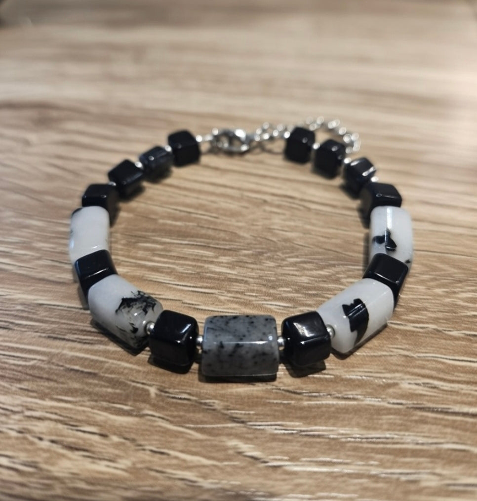 Obsidian & Quartz bracelet
