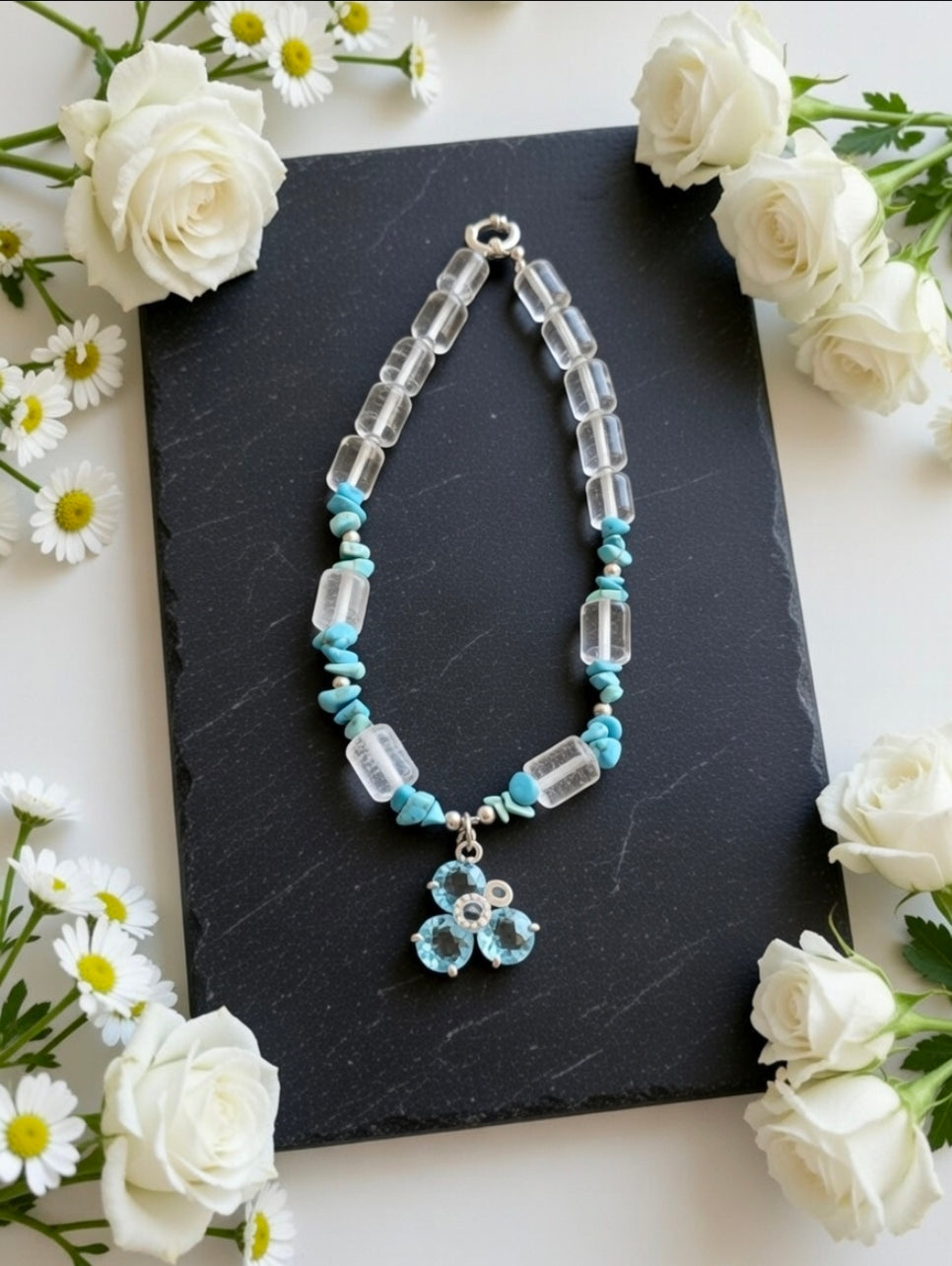 Rock Crystal & Howlite necklace