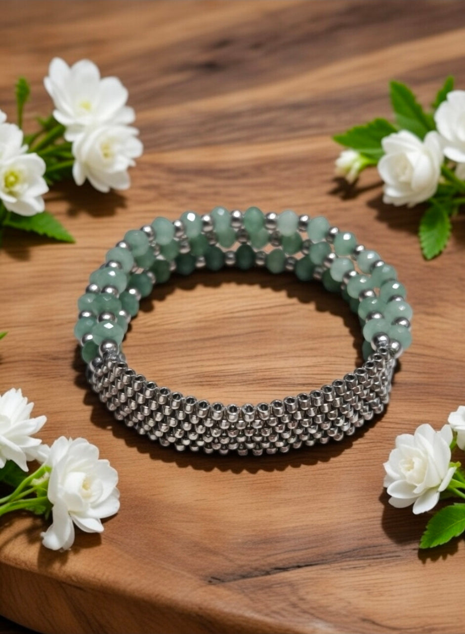 Bracelet of Aventurine & Japanese beads