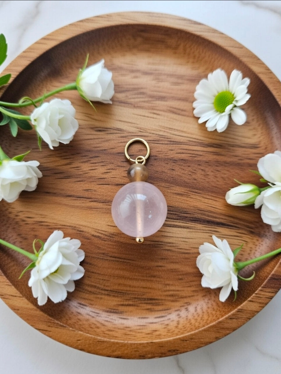Rose quartz & tiger's eye pendant