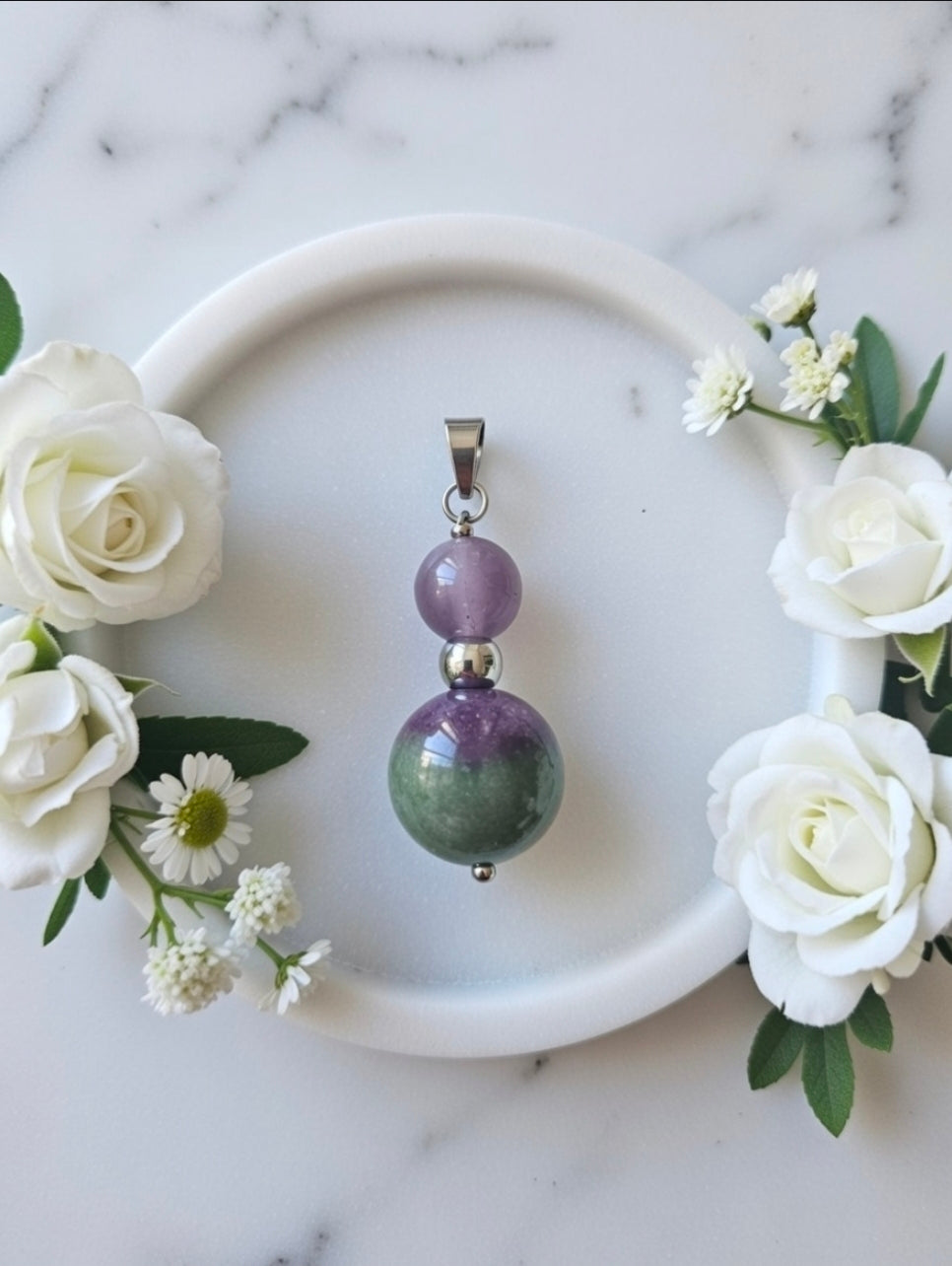 Zoisite & Fluorite pendant