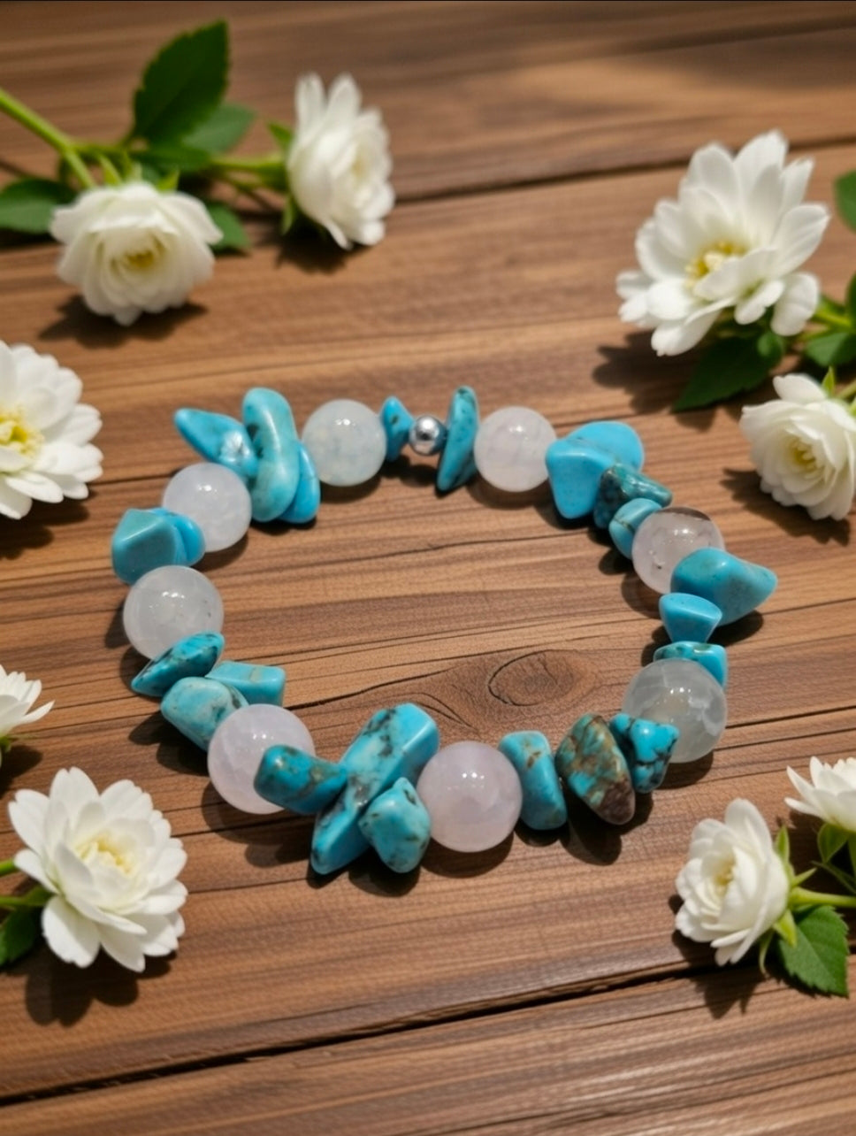 Morganite & Turquoise bracelet