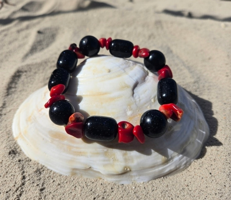 Coralline & Aventurine Glass Bracelet
