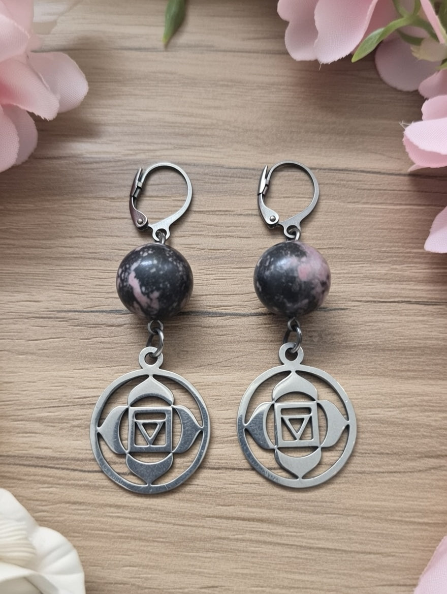 Rhodonite Muladhara earrings