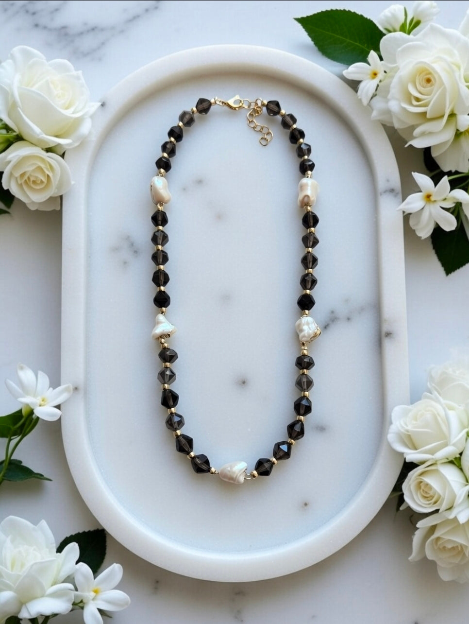 Smoky Quartz & Mother of Pearl  necklace