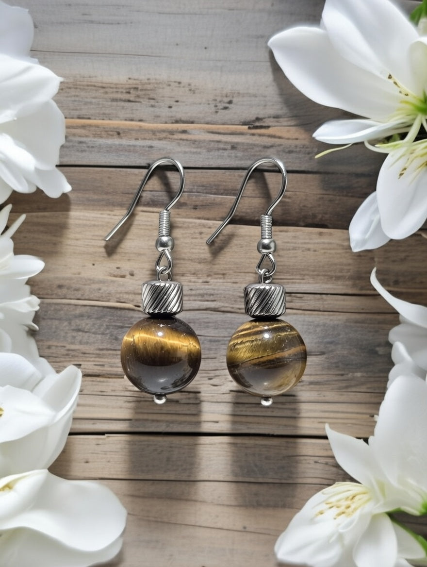 Earrings with Tiger eye