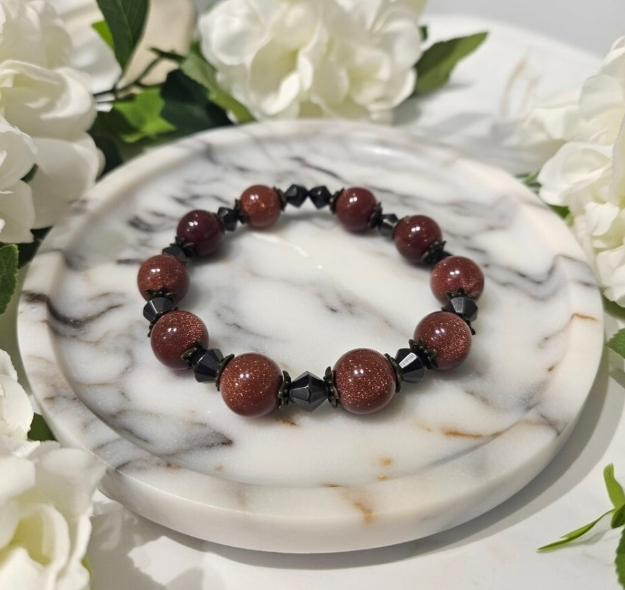 Aventurine glass & Hematite bracelet
