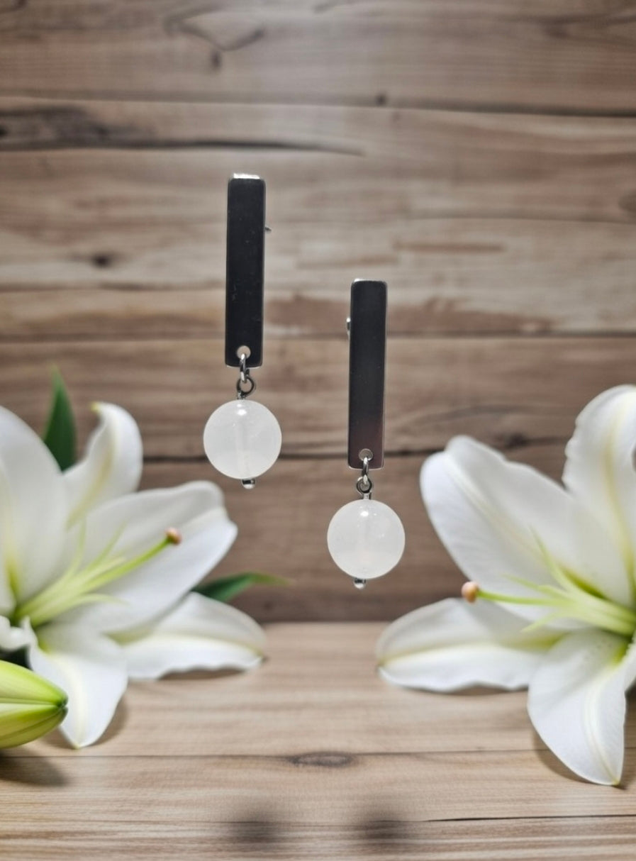 Earrings with Rose quartz
