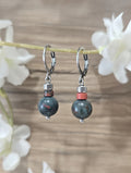 Earrings with Heliotrope and Jasper