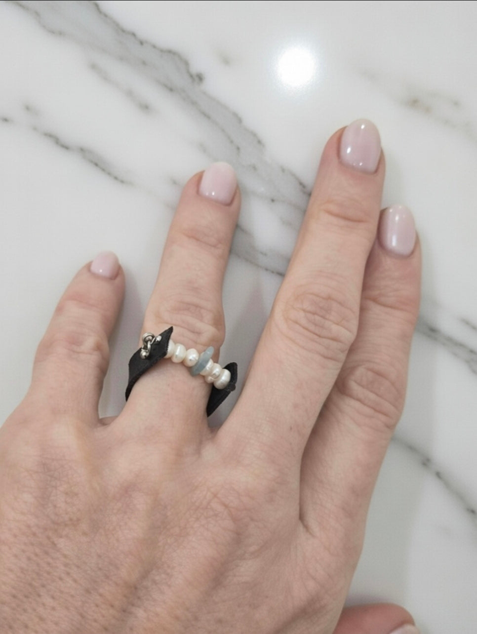 Ring with Pearls & Aquamarine