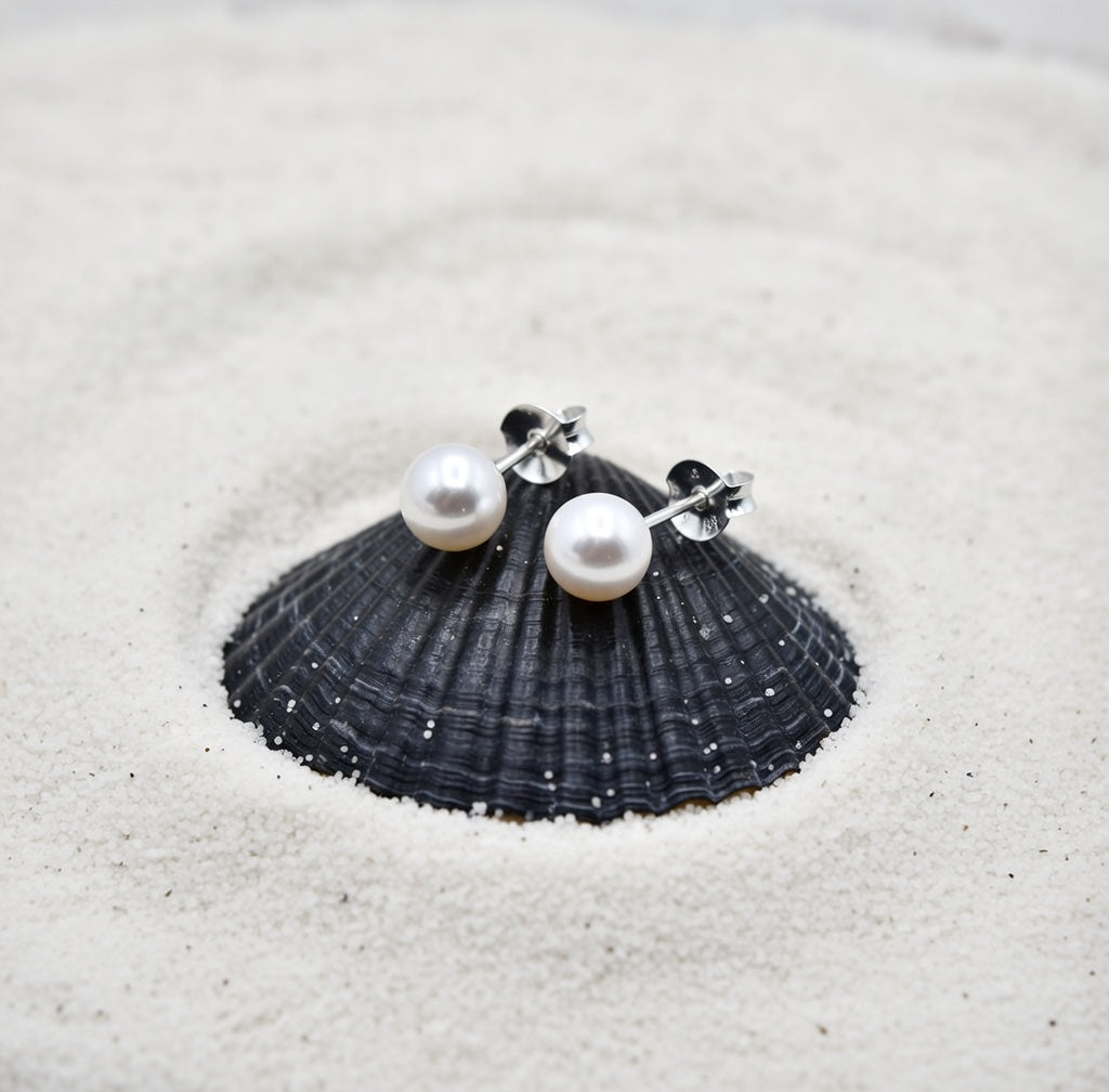 Pearl stud earrings